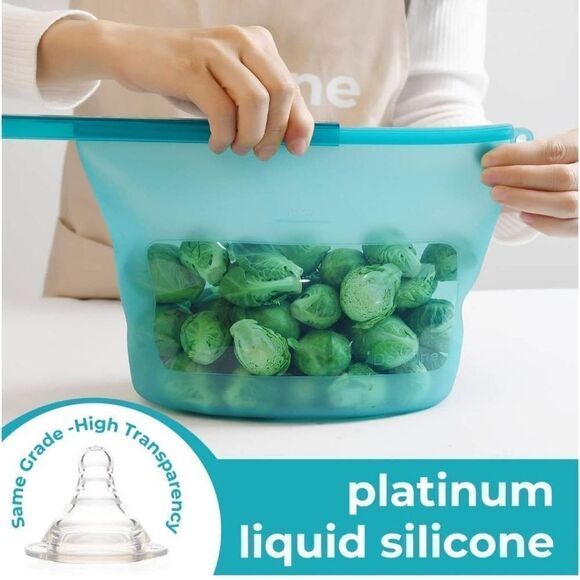 DeliOne Silicone Bags for Food Storage,Reusable Silicone Containers,Stand up Big - Picture 2 of 12